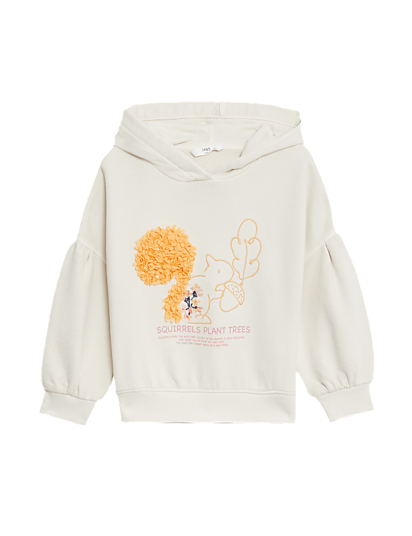 Cotton Rich Squirrel Embroidered Hoodie (2-8 Yrs)