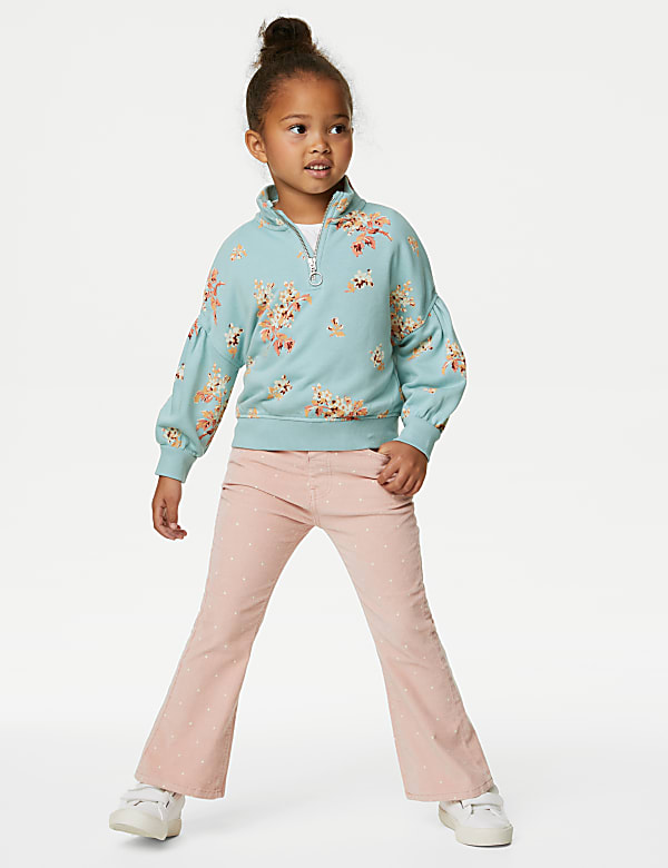 Cotton Rich Floral Zip Sweatshirt (2-8 Yrs)