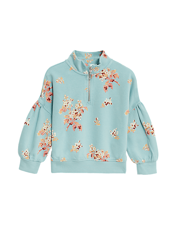 Cotton Rich Floral Zip Sweatshirt (2-8 Yrs)