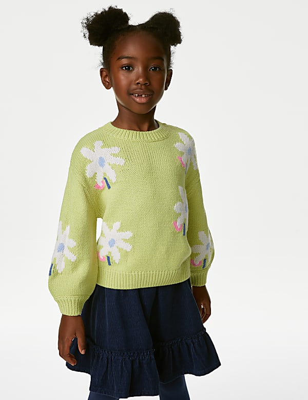 Πλεκτό φλοράλ πουλόβερ (2-8 ετών) - GR