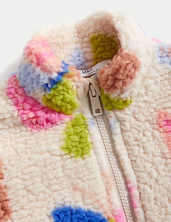 Printed Fleece Stand Collar Jacket