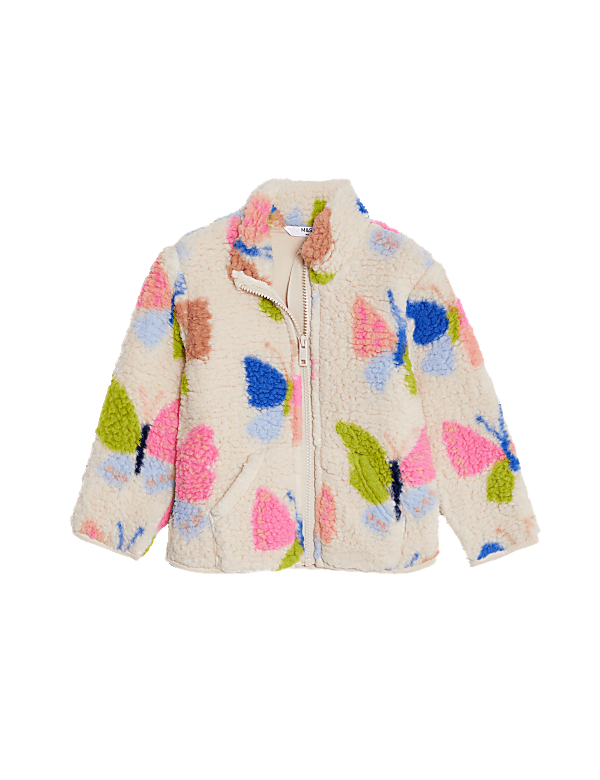 Printed Fleece Stand Collar Jacket