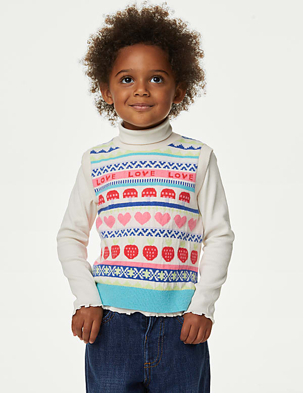 2pc Knitted Fair Isle Vest & Jumper Set (2-8 Yrs) - FR