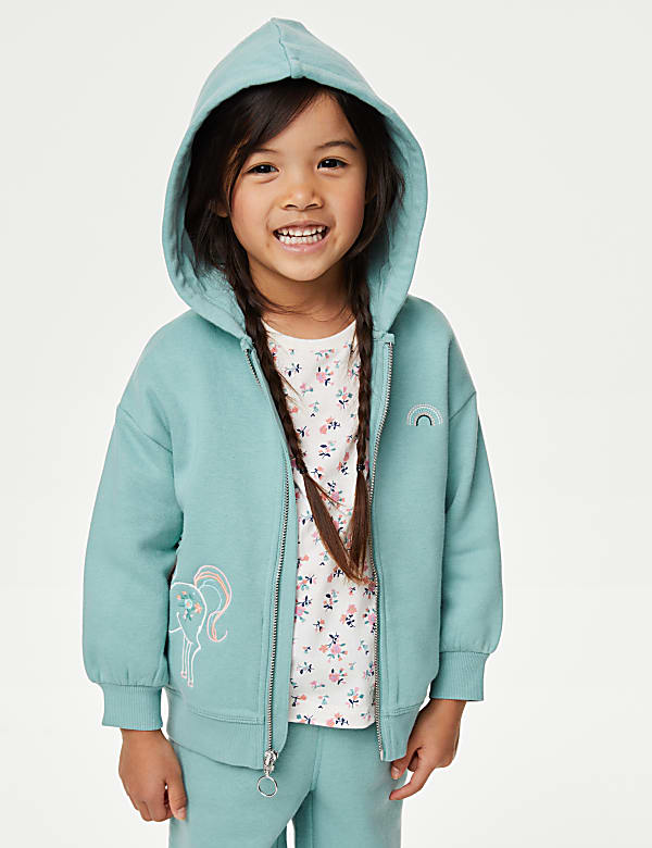 Cotton Rich Unicorn Zip Hoodie (2-8 Yrs) - US