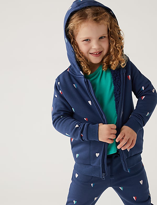 Sweat en coton a capuche avec doublure imitation peau de mouton du 2 au 7 ans NAVY Sweats a capuche M S FR