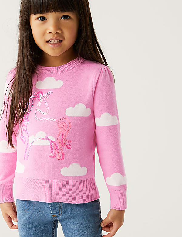 Pure Cotton Sequin Unicorn Jumper