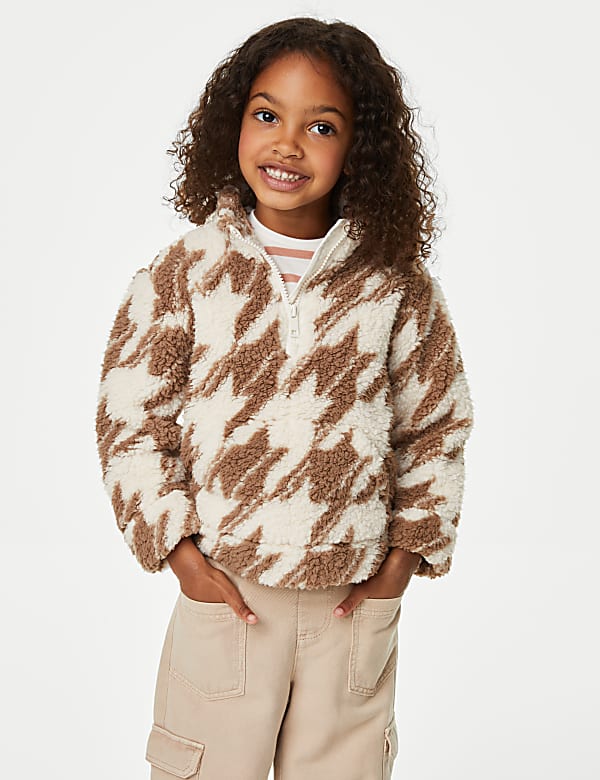 Printed Borg Fleece Half Zip Top (2-8 Yrs)