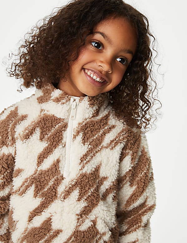Printed Borg Fleece Half Zip Top (2-8 Yrs)