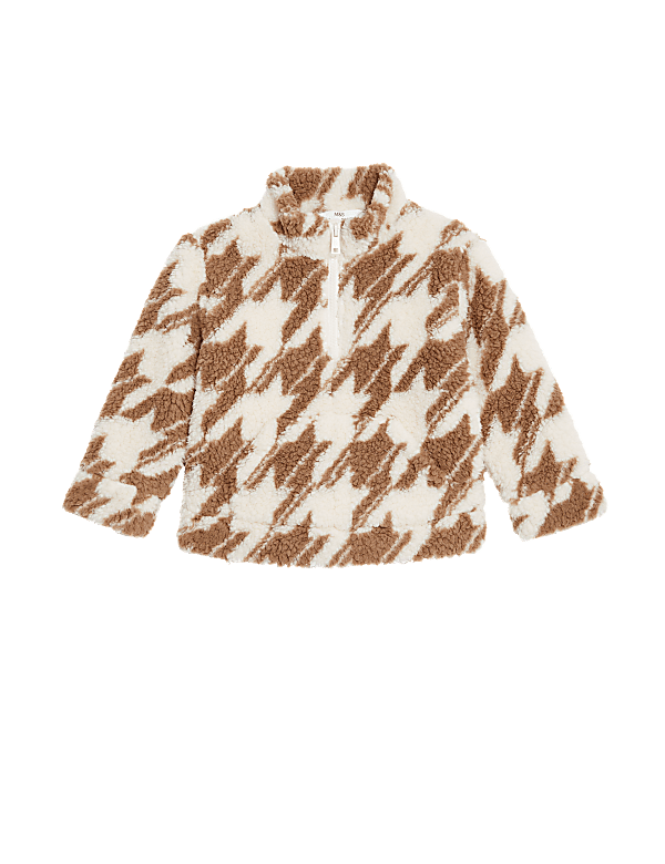 Printed Borg Fleece Half Zip Top (2-8 Yrs)