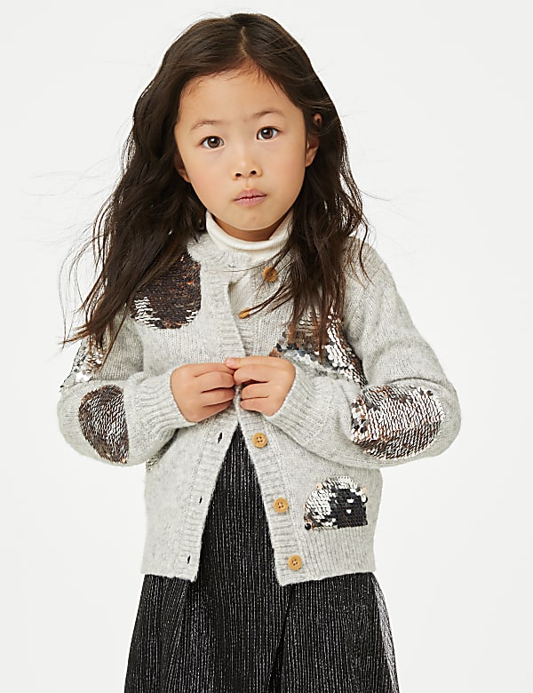 Sequin Spot Knitted Cardigan (2-8 Yrs) - AT