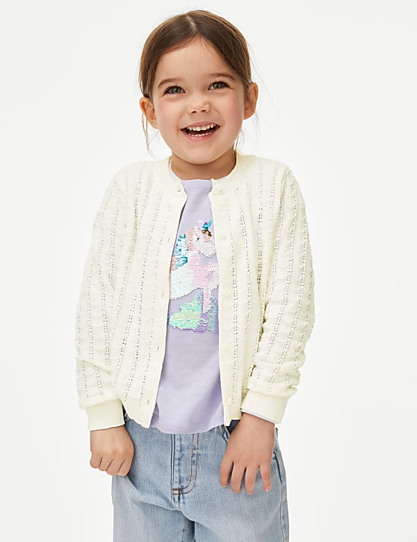 Pure Cotton Pointelle Cardigan (2-8 Yrs) - JE