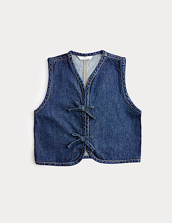 Tie Front Denim Waistcoat (2-10 Yrs) - US