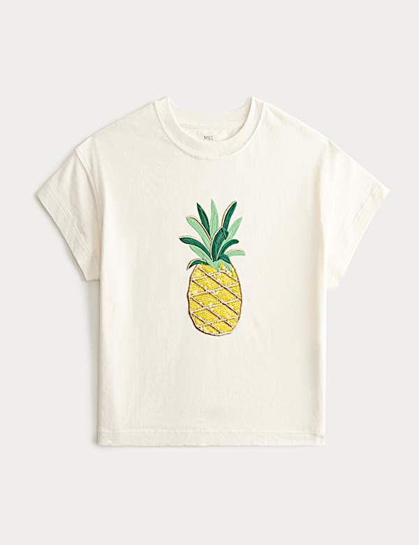 Pure Cotton Pineapple Sequin Top (2-10 Yrs) - PL