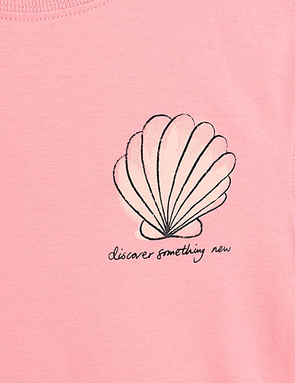Pure Cotton Shell Slogan T-Shirt (2-8 Yrs)