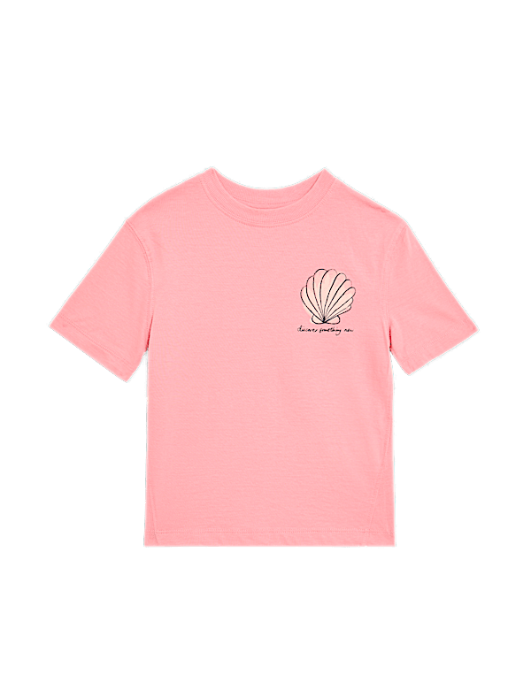 Pure Cotton Shell Slogan T-Shirt (2-8 Yrs)