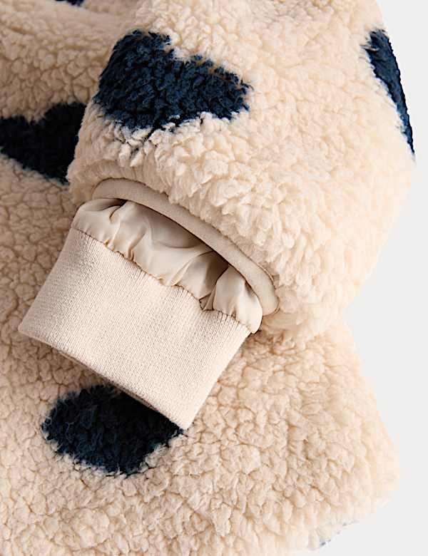 Heart Print Borg Hooded Zip Jacket (2-10 Yrs) - VN