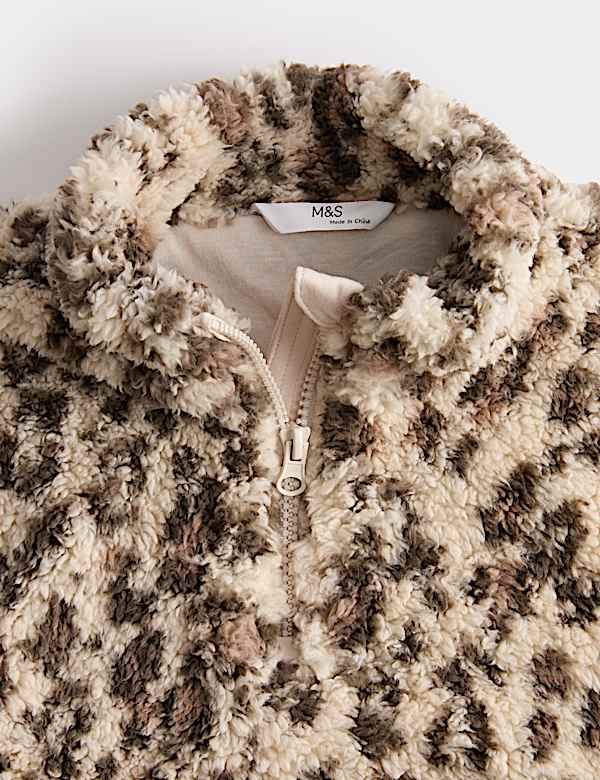 Animal Print Borg Half Zip Jacket (2-10 Yrs) - AU