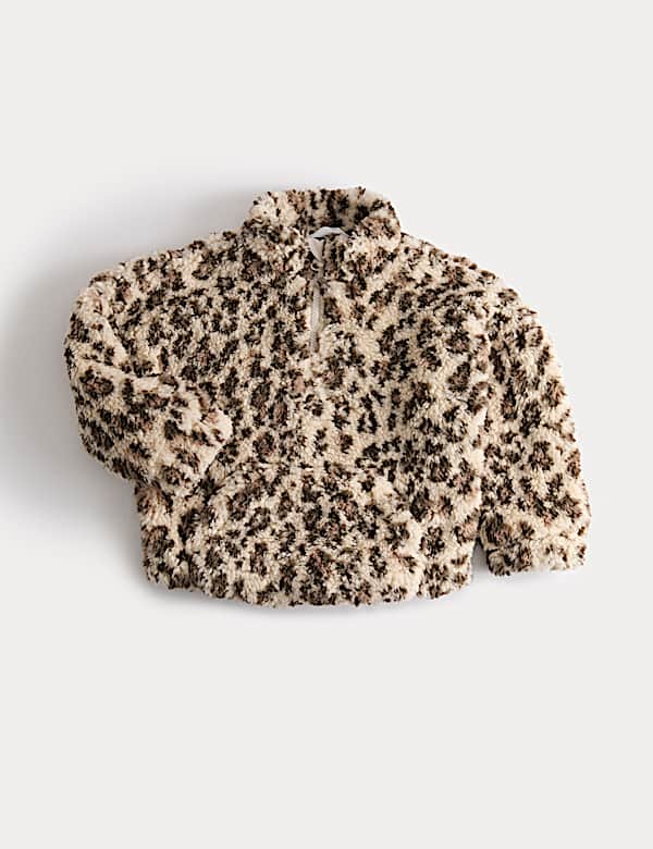 Animal Print Borg Half Zip Jacket (2-10 Yrs) - AU