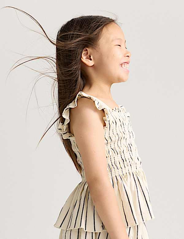 2 Piece Cotton Rich Shirred Striped Outfit (2-8 Yrs) - IT