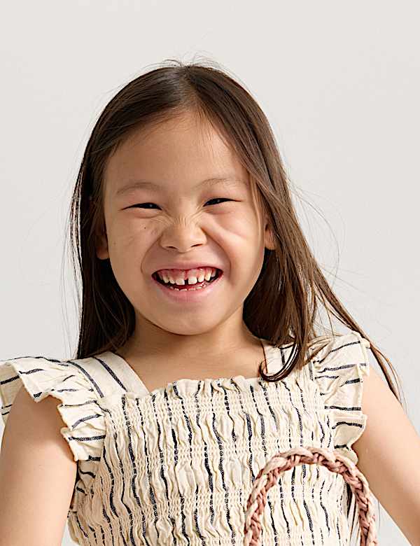 2 Piece Cotton Rich Shirred Striped Outfit (2-8 Yrs) - IT
