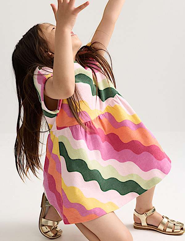 Pure Cotton Striped Dress (2-8 Yrs) - ES