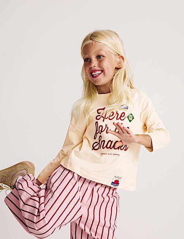 Pure Cotton Here For The Snacks Top (2-8 Yrs)