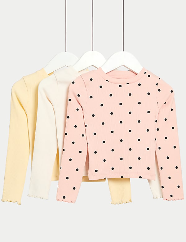 3pk Cotton Rich Polka Dot Tops (2-8 Yrs) - NZ