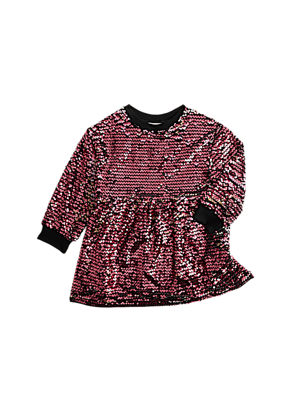 Sequin Round Neck Sweatshirt Dress (2-10 Yrs)