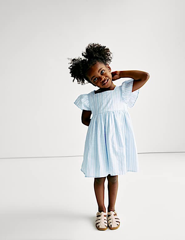 Pure Cotton Striped Dress (2-8 Yrs) - HK