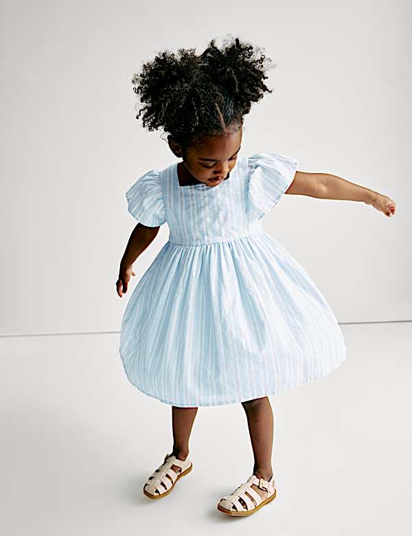 Pure Cotton Striped Dress (2-8 Yrs) - RO