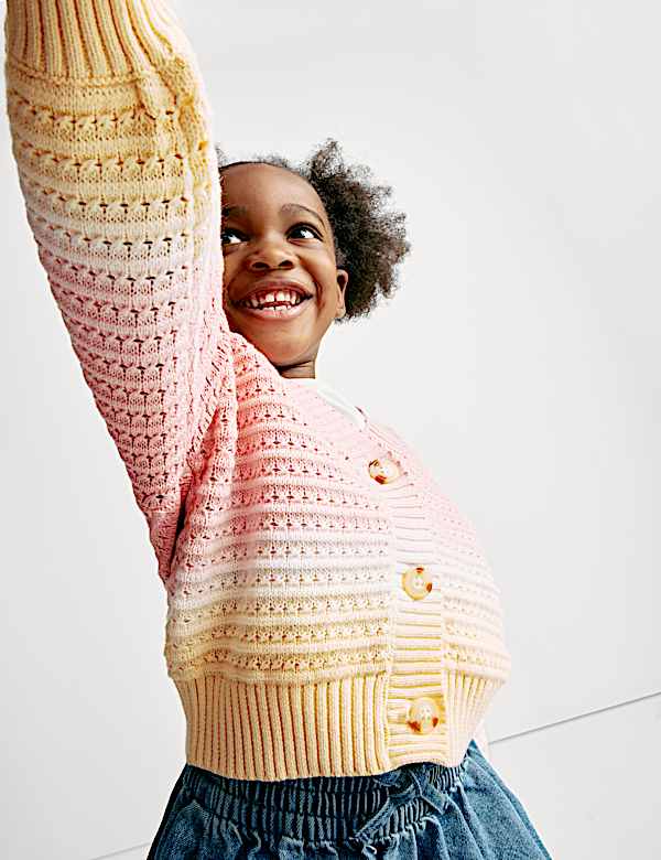 Pure Cotton Ombre Knitted Cardigan (2-8 Yrs) - HU