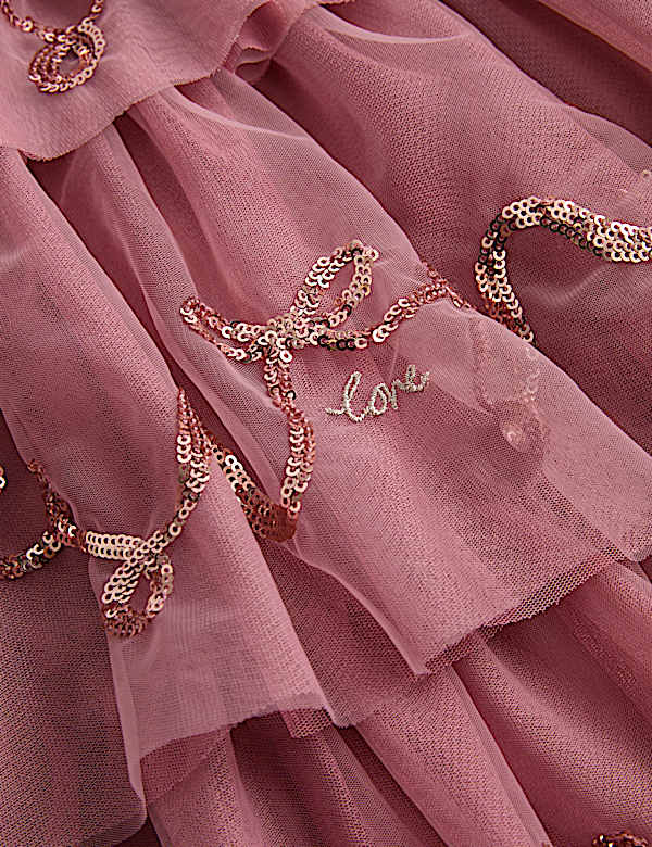 Bow Sequin Tiered Dress