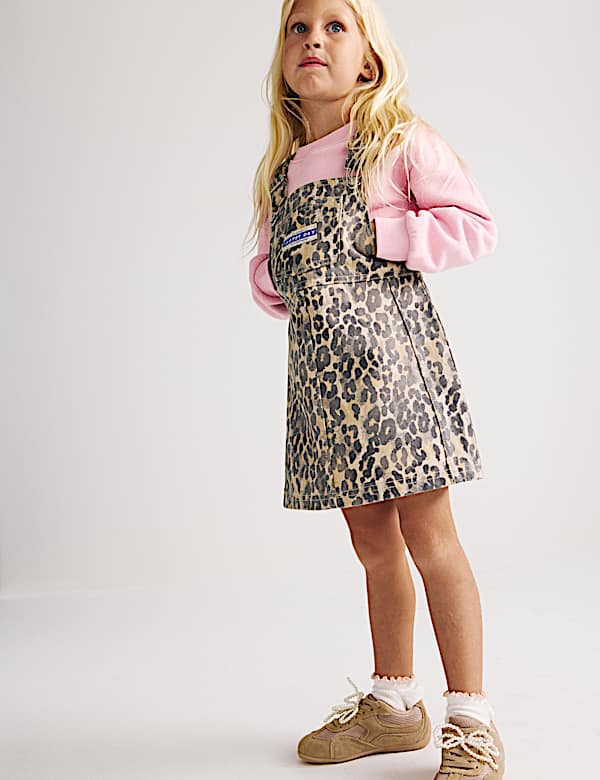 2 Piece Denim Leopard Pinny Outfit (2-8 Yrs) - IS
