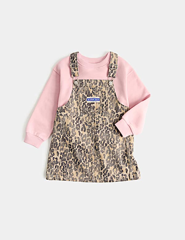 2 Piece Denim Leopard Pinny Outfit (2-8 Yrs) - IS
