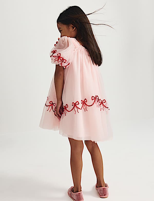 Bow Mesh Dress (2-10 Yrs)