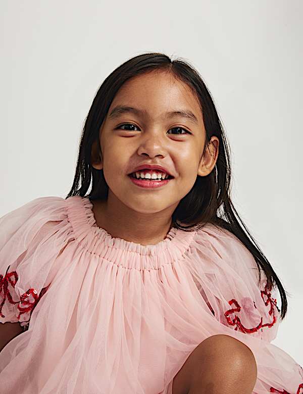 Bow Mesh Dress (2-10 Yrs)