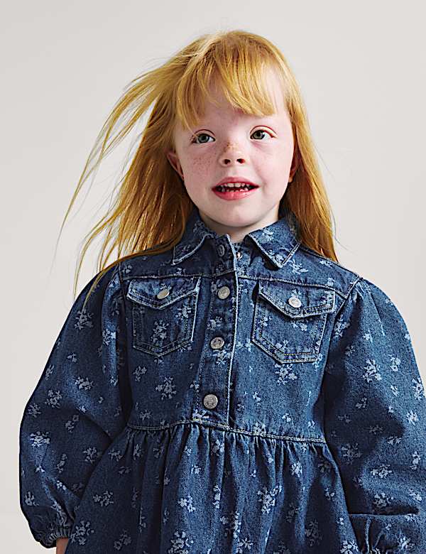 Denim Floral Dress (2-10 Yrs) - CZ