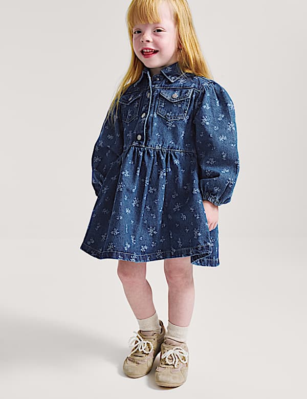 Denim Floral Dress (2-10 Yrs) - CZ