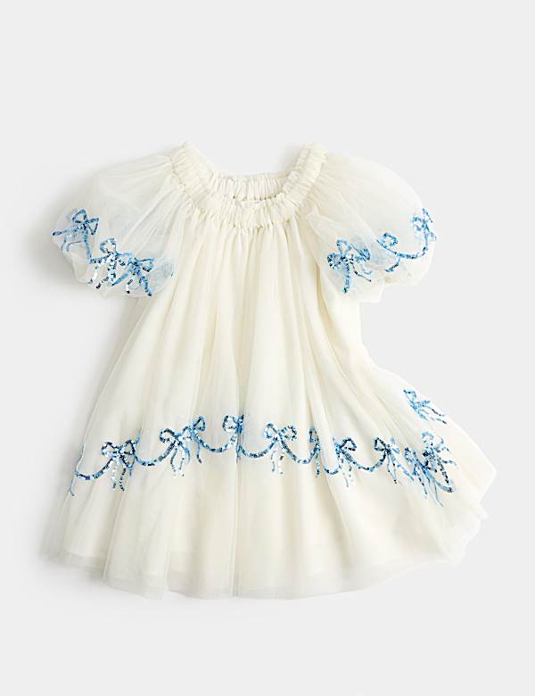 Sequin Bow Mesh Dress (2-10 Yrs)