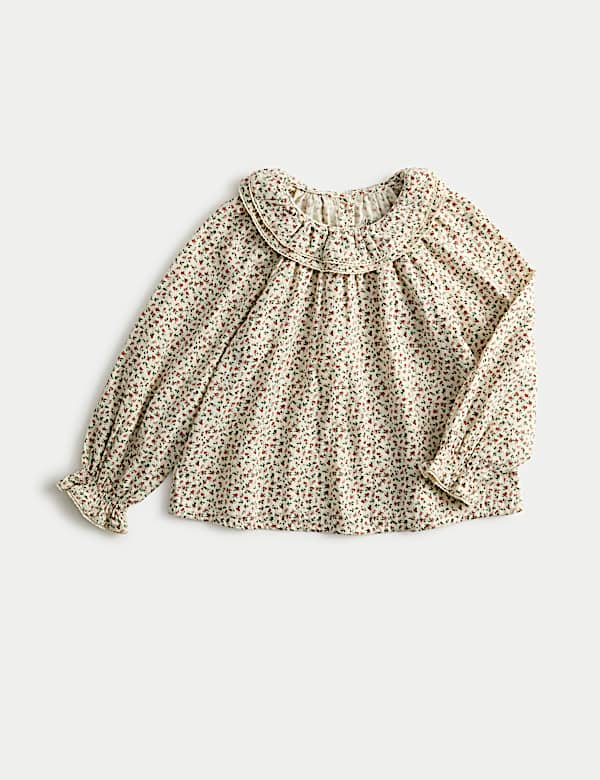 חולצה פרחונית מכותנה טהורה (1‏-10 שנים) - IL