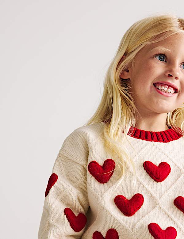 3D Heart Knit Jumper (2-8 Yrs) - HU