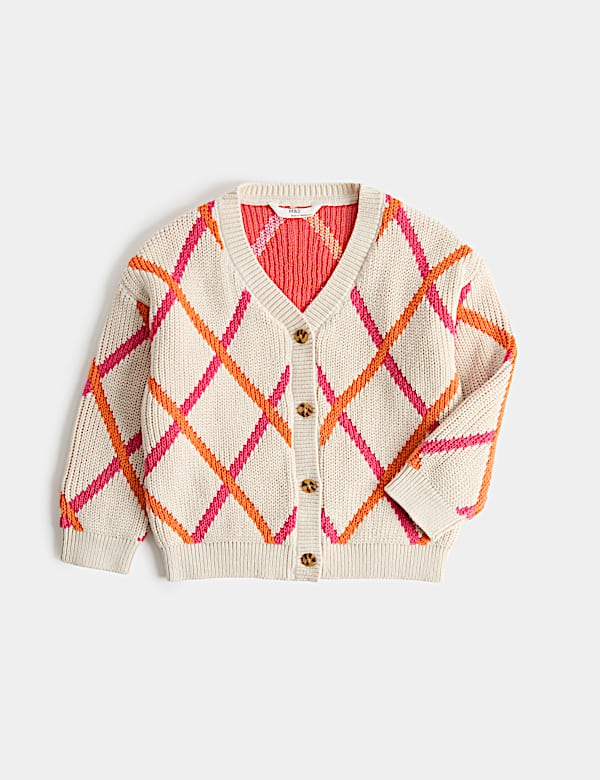 Cotton Knitted Argyle Cardigan (2-8 Yrs)