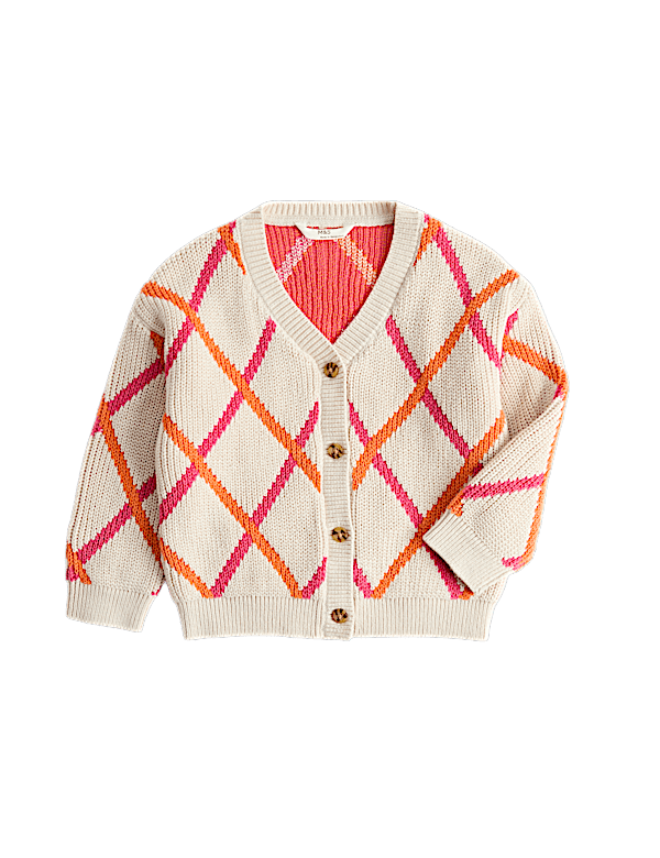 Cotton Knitted Argyle Cardigan (2-8 Yrs)