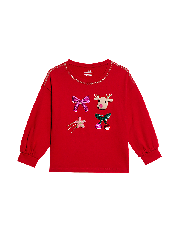 Pure Cotton Sequin Top (2-8 Yrs)
