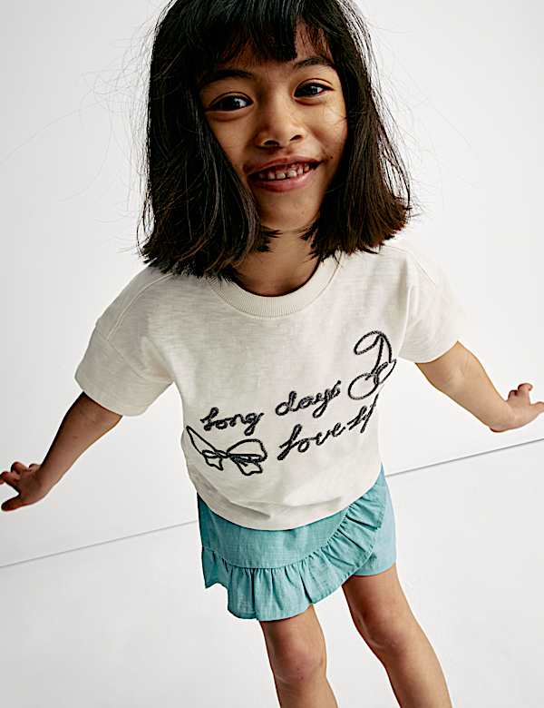 Pure Cotton Love Life Slogan T-Shirt (2-8 Yrs) - NZ