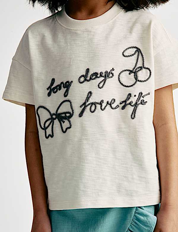Pure Cotton Love Life Slogan T-Shirt (2-8 Yrs)