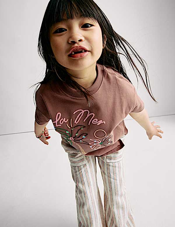 Pure Cotton Embroidered Palm Tree T-Shirt (2-16 Yrs) - CN