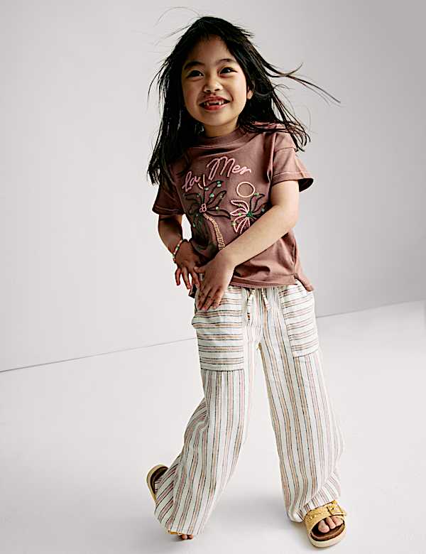 Pure Cotton Embroidered Palm Tree T-Shirt (2-16 Yrs) - CN