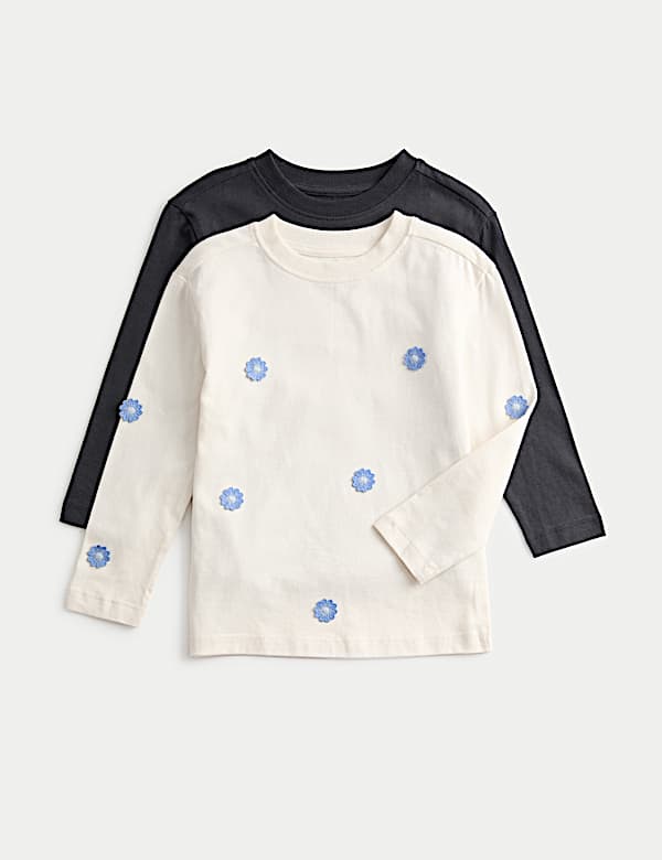 2pk Pure Cotton Floral Fearless Tops (2-8 Yrs) - HU