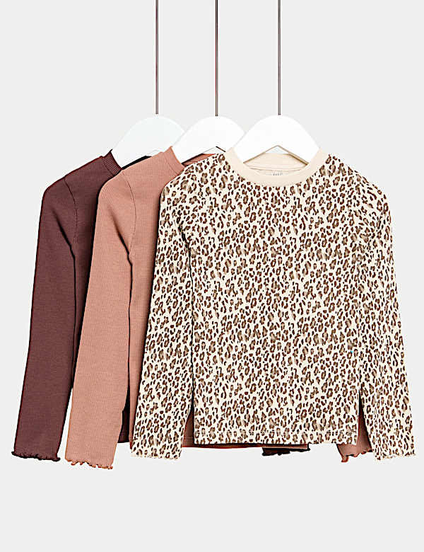 3pk Cotton-Rich Ribbed Tops (2-8 Yrs) - CN